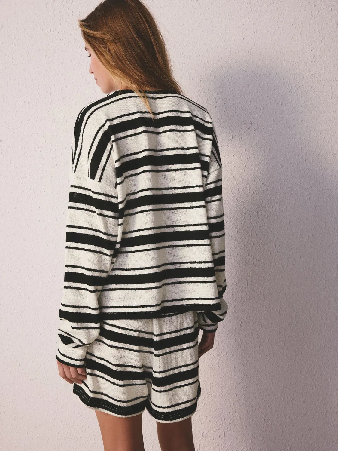 Комплект домашней одежды, полоска, Black/White Stripe Next, черно-белый — фото 4