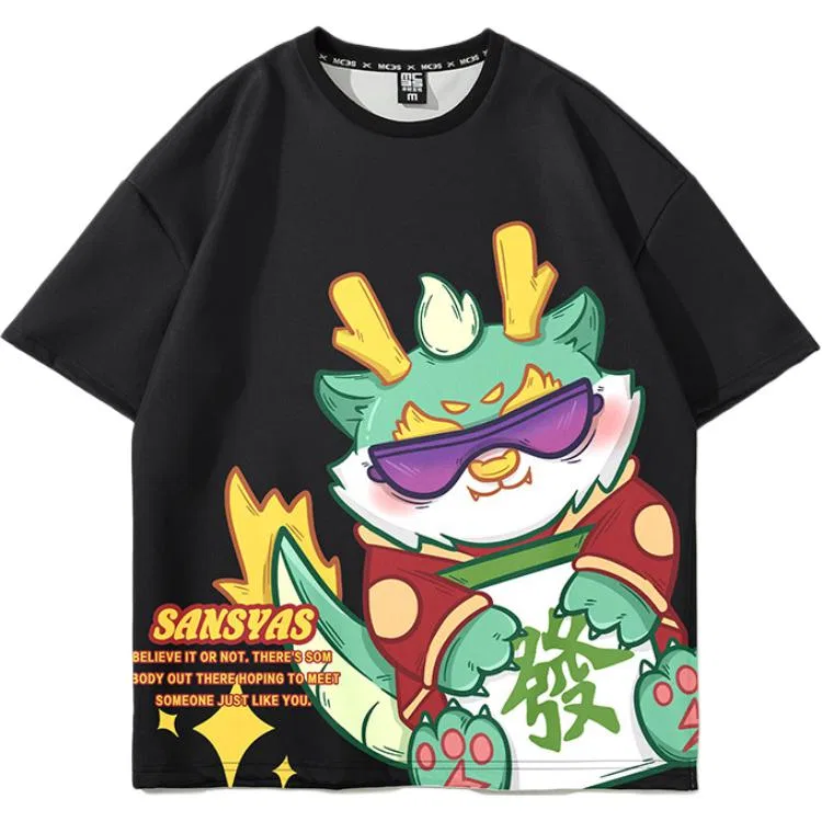Детская футболка с круглым вырезом Unisex Black Hair Dragon SANSYAS