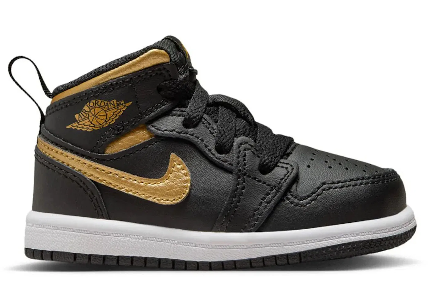 Детские кроссовки Lifestyle Jordan 1 Mid, Black/White/Metallic Gold
