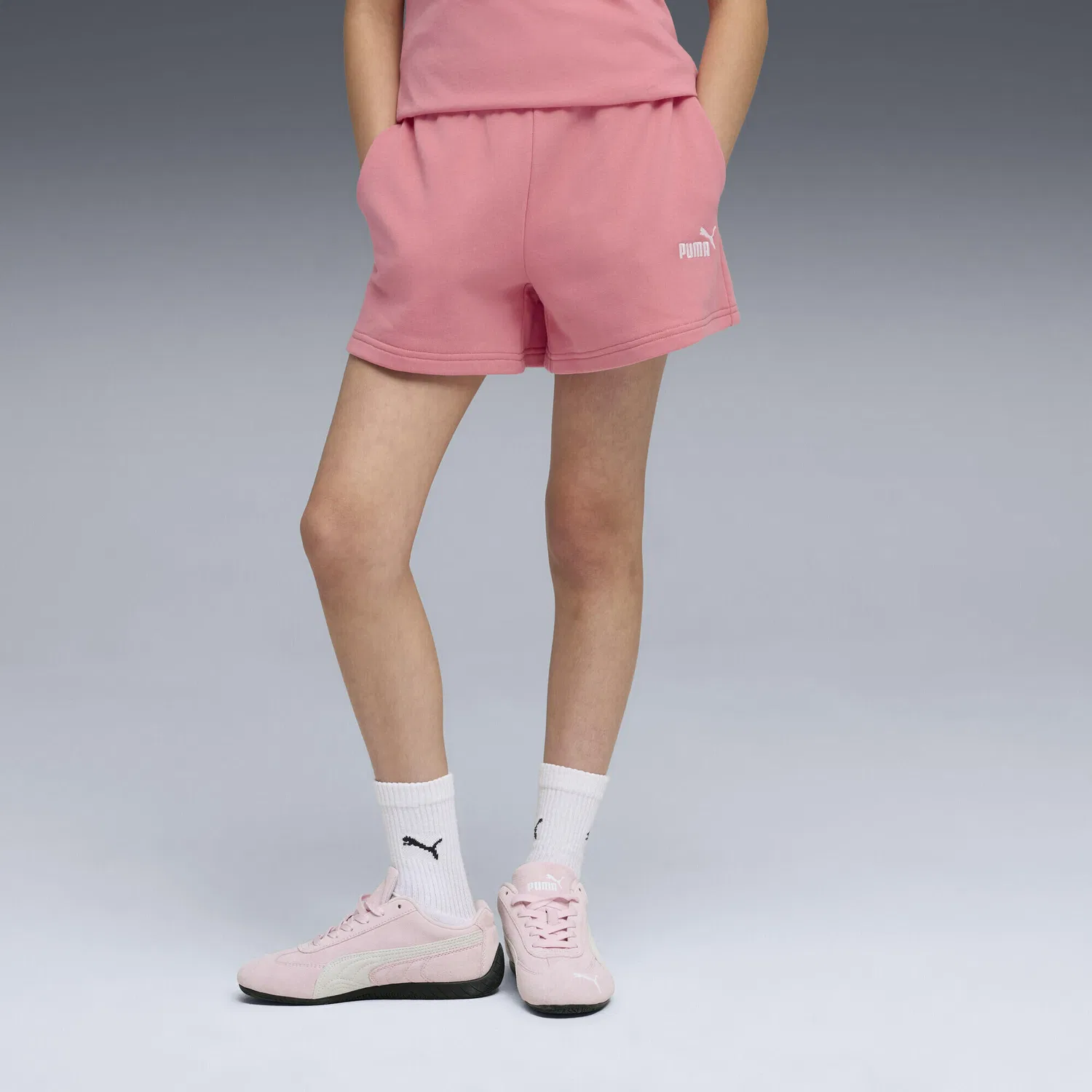 Детские шорты с логотипом ESS Small No. 1 Logo Puma, Цвет: Роза / Пастельроза — фото 2