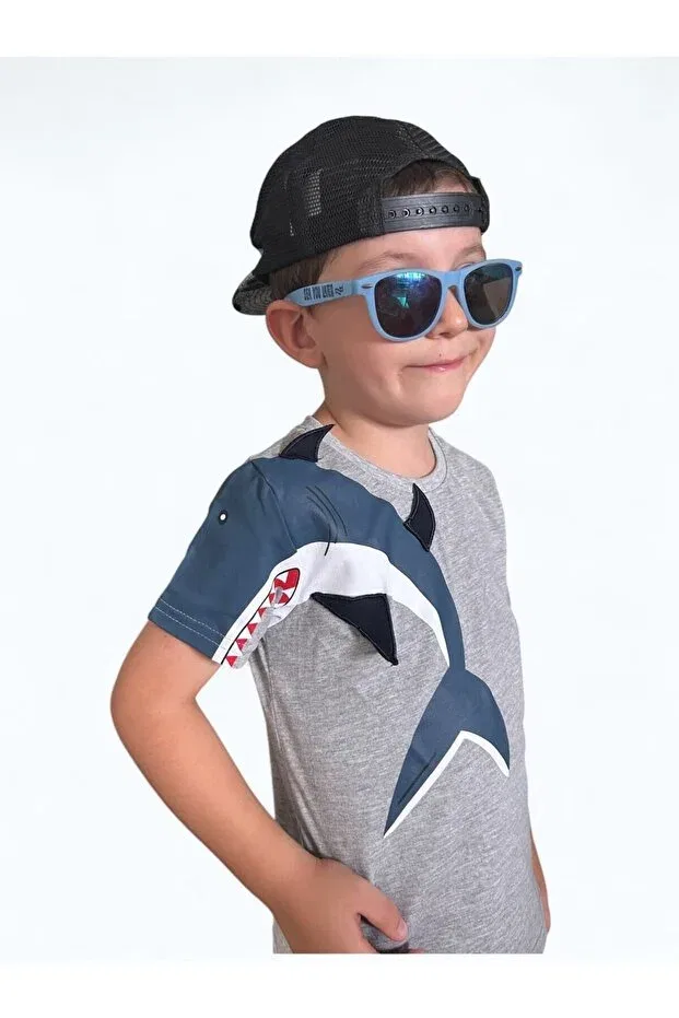 Детская футболка с принтом 3D shark design Patriko, Gray — фото 4