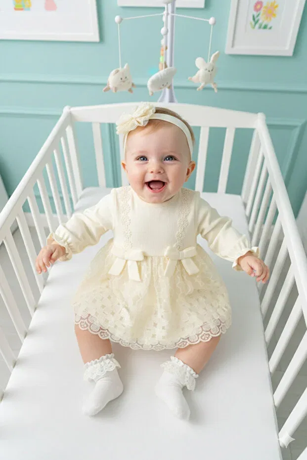 Детское платье для девочек с длинным рукавом Mevlütlük Dress Miniday Baby, Nude Color