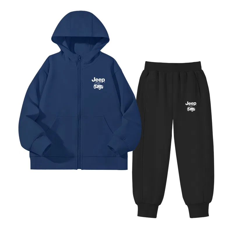 Детский спортивный костюм с капюшоном, дышащий, Jeep, Navy/White