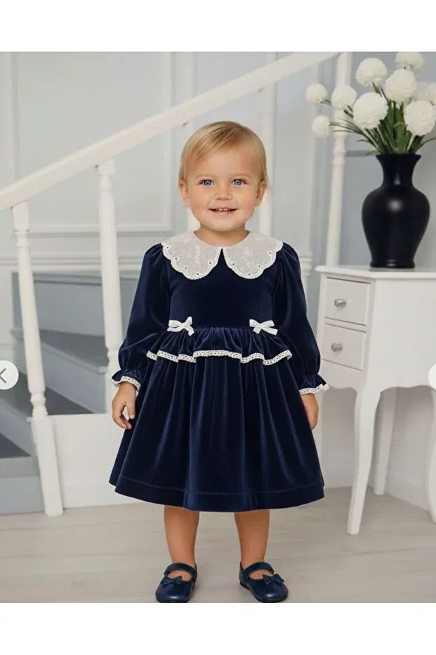 Детское платье для девочек из вельвета Eray Kids, Navy Blue