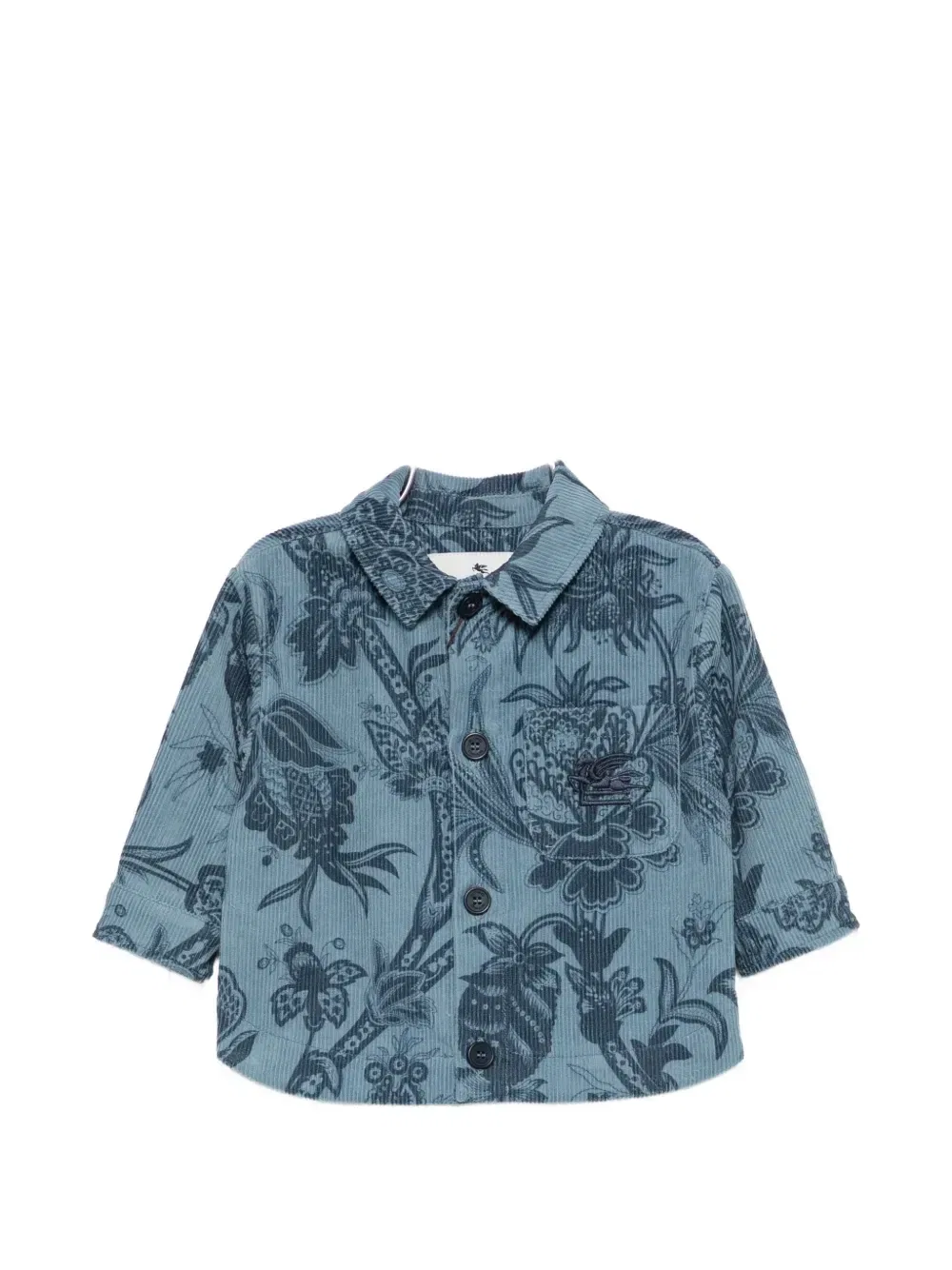 Рубашка в цветочек из вельвета Etro Kids, синий