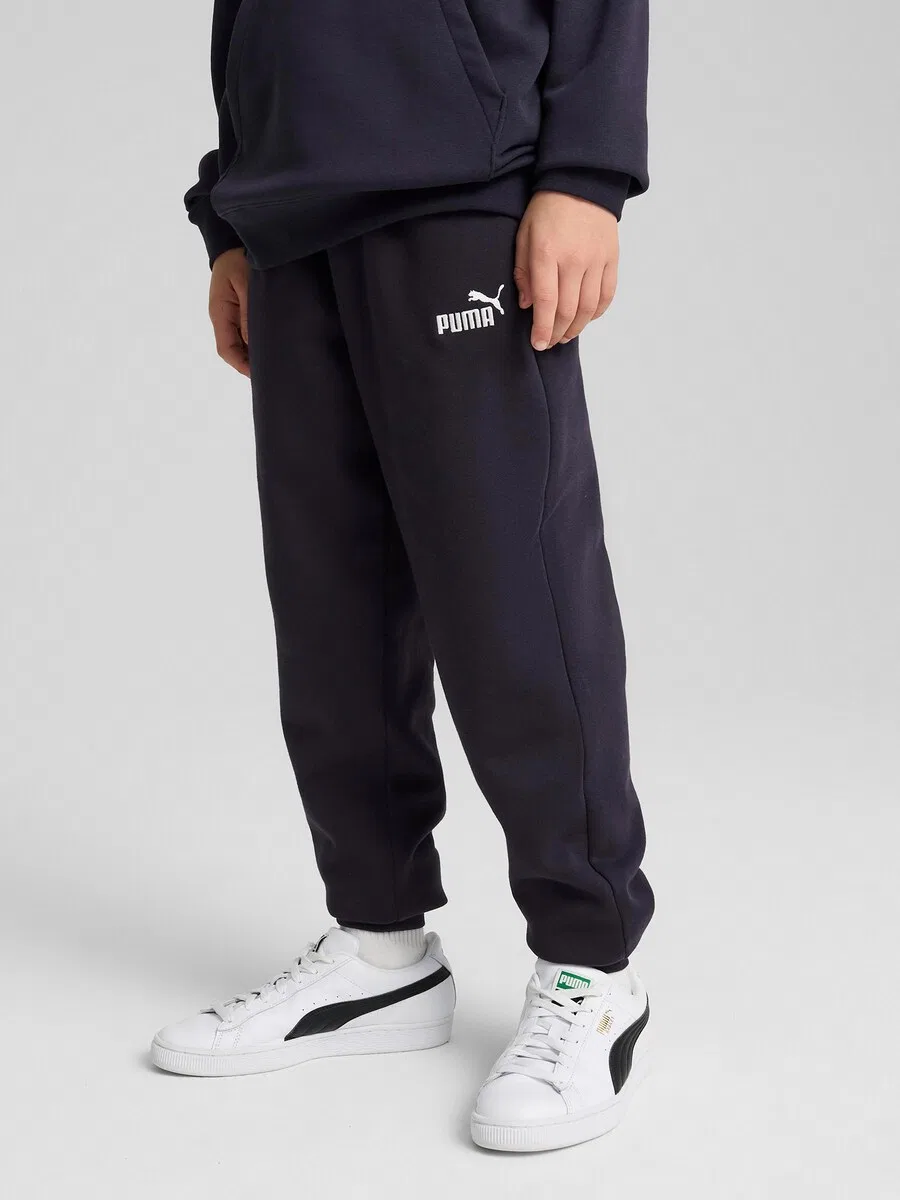 Спортивные брюки PUMA Tapered Workout Pants 'ESS No. 1' темно-синего цвета — фото 3
