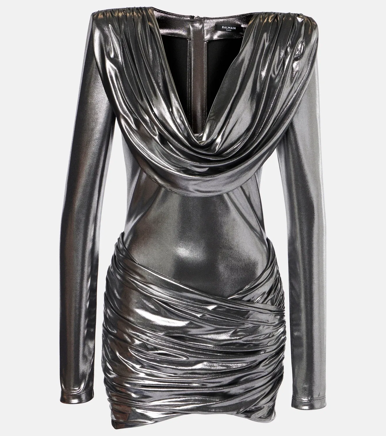 Платье мини с драпировкой Balmain, золотой