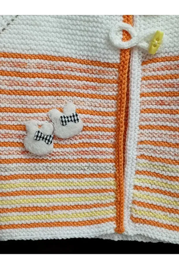 Детский кардиган в полоску Hand knitted children's cardigan Esmasultan, Orange — фото 2