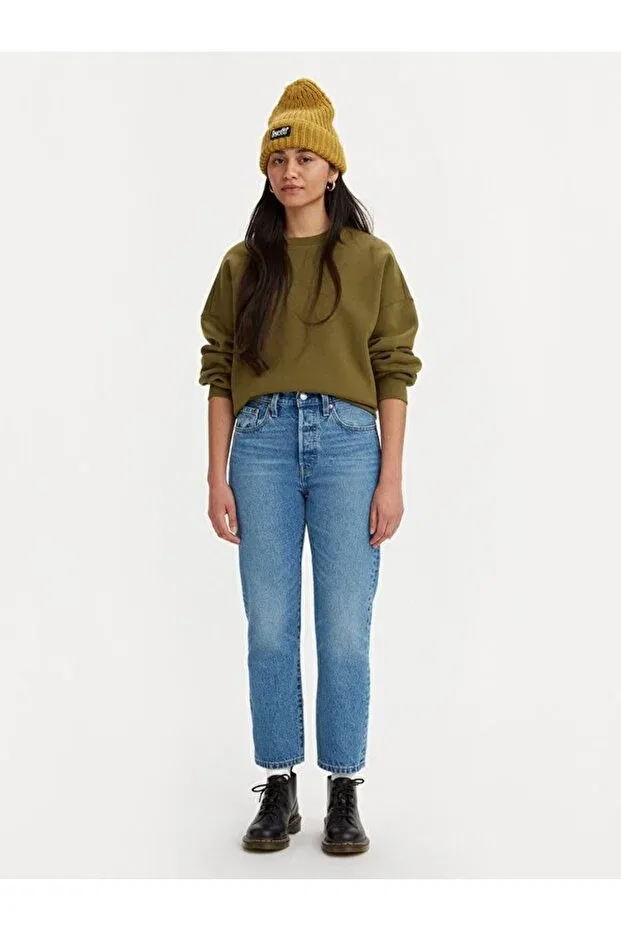 Женские джинсы-кроп с обычной посадкой 501 crop women's jean pants - must be mine Levi'S, Med Indigo - Worn In