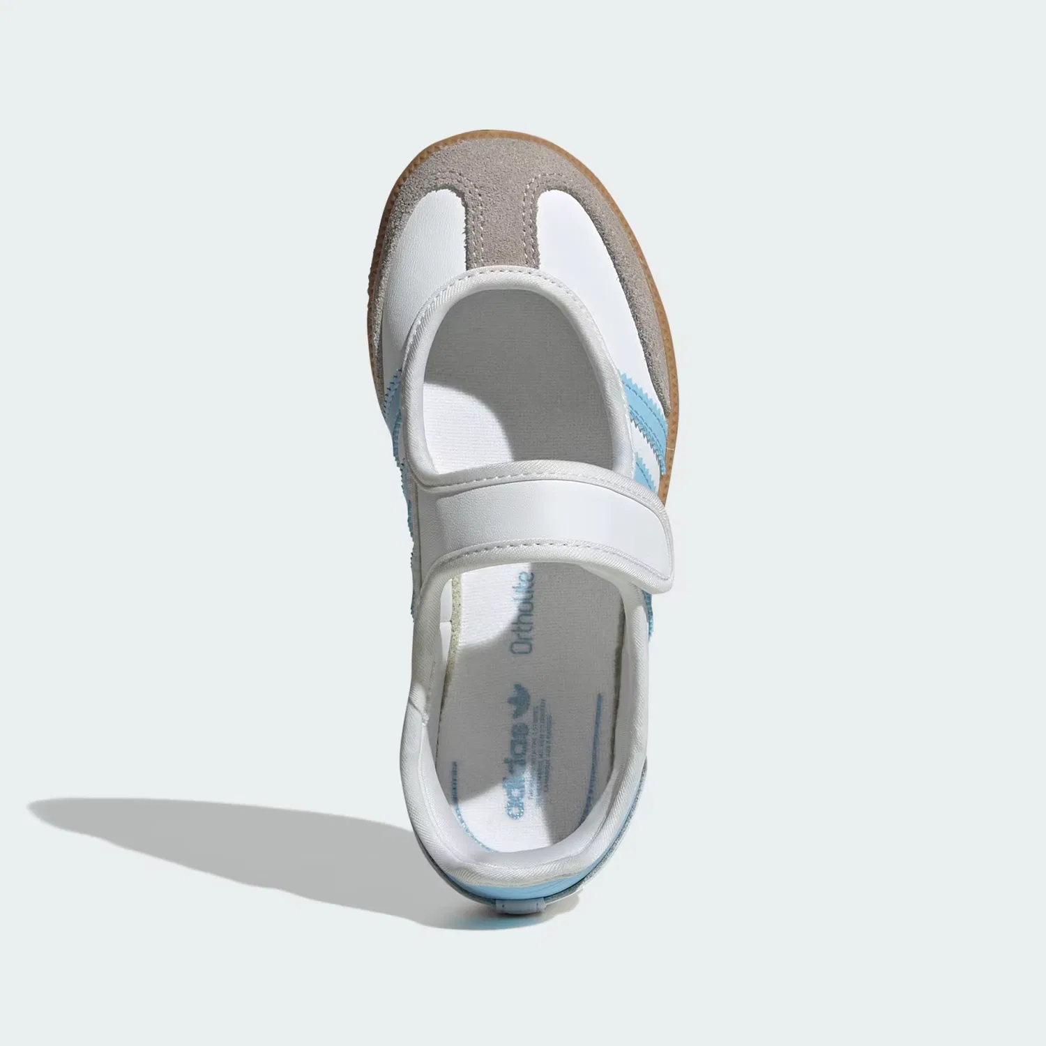 Детские кроссовки на липучке Samba Jane Adidas Originals, белый/голубой/карамельный — фото 2
