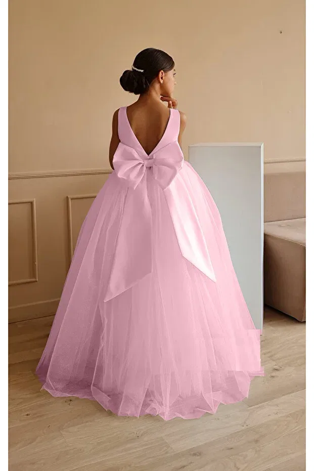 Детское платье для девочек с длинным дизайном Nsmkidslife, Pink