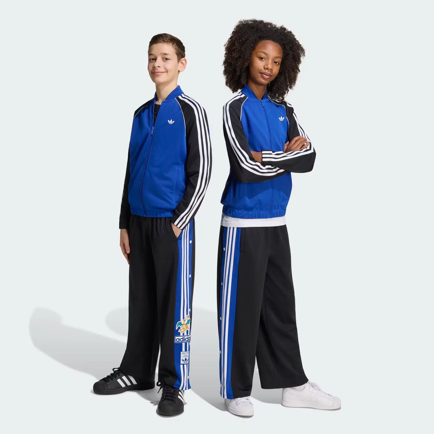 Детские штаны свободного кроя с принтом Pokémon Adibreak Adidas Originals, черный