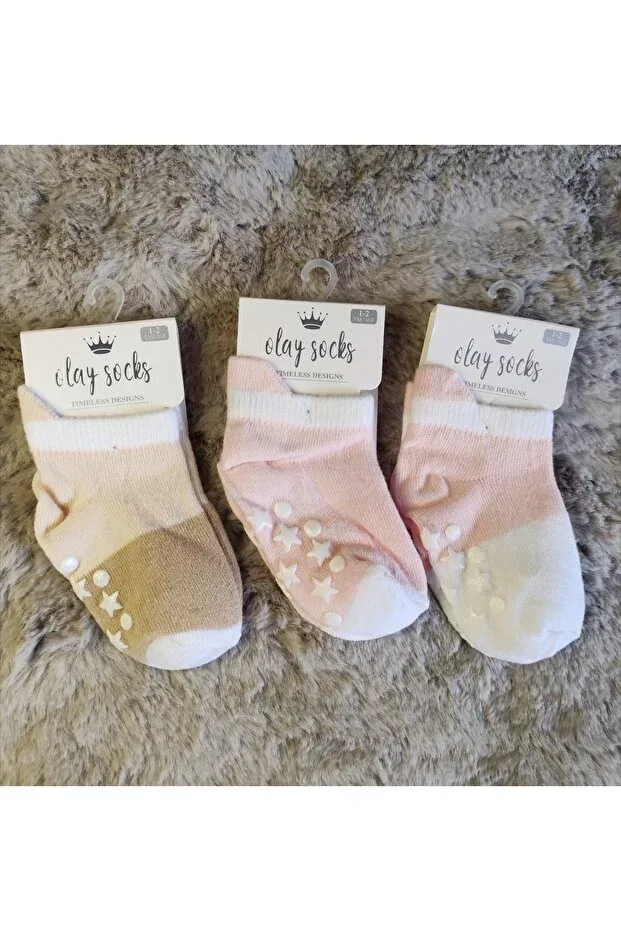 Детский набор носков для малышей Basics Olay Socks, Open Pembe-Pembe-Bej — фото 2