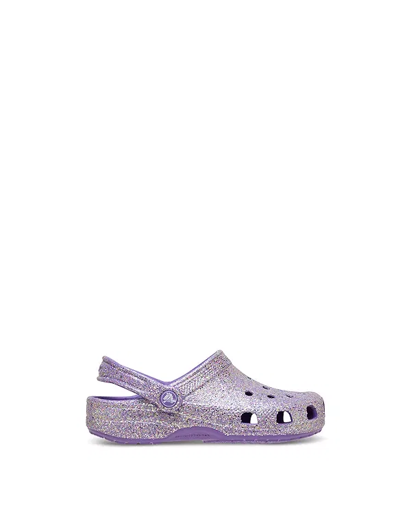 Детские сабо с блестками Crocs, фиолетовый — фото 2
