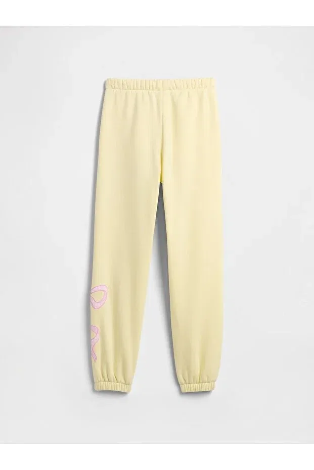 Детские спортивные штаны для девочек с принтом Relaxed Logo Jogger Gap, Yellow — фото 3