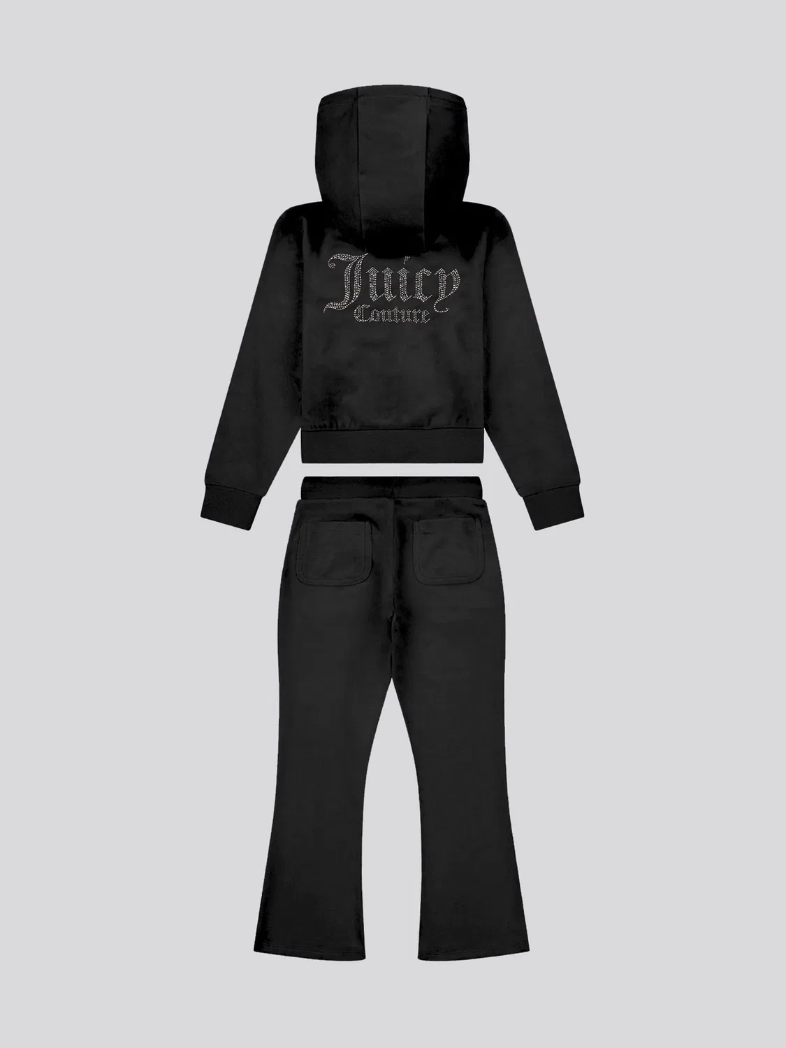 Спортивный костюм Juicy Couture Black Diamante Zip Thru Hoodie & Bootcut Joggers Set, черный — фото 2