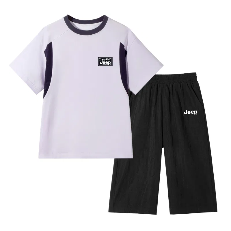 Детский спортивный комплект с логотипом Jeep, Light Purple/EBlack with Bai Shan K-Black/E White Logo K