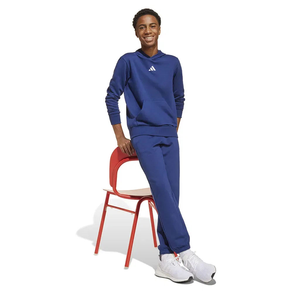 Детское худи для девочек с принтом Essentials Small Logo Adidas, Blue — фото 4