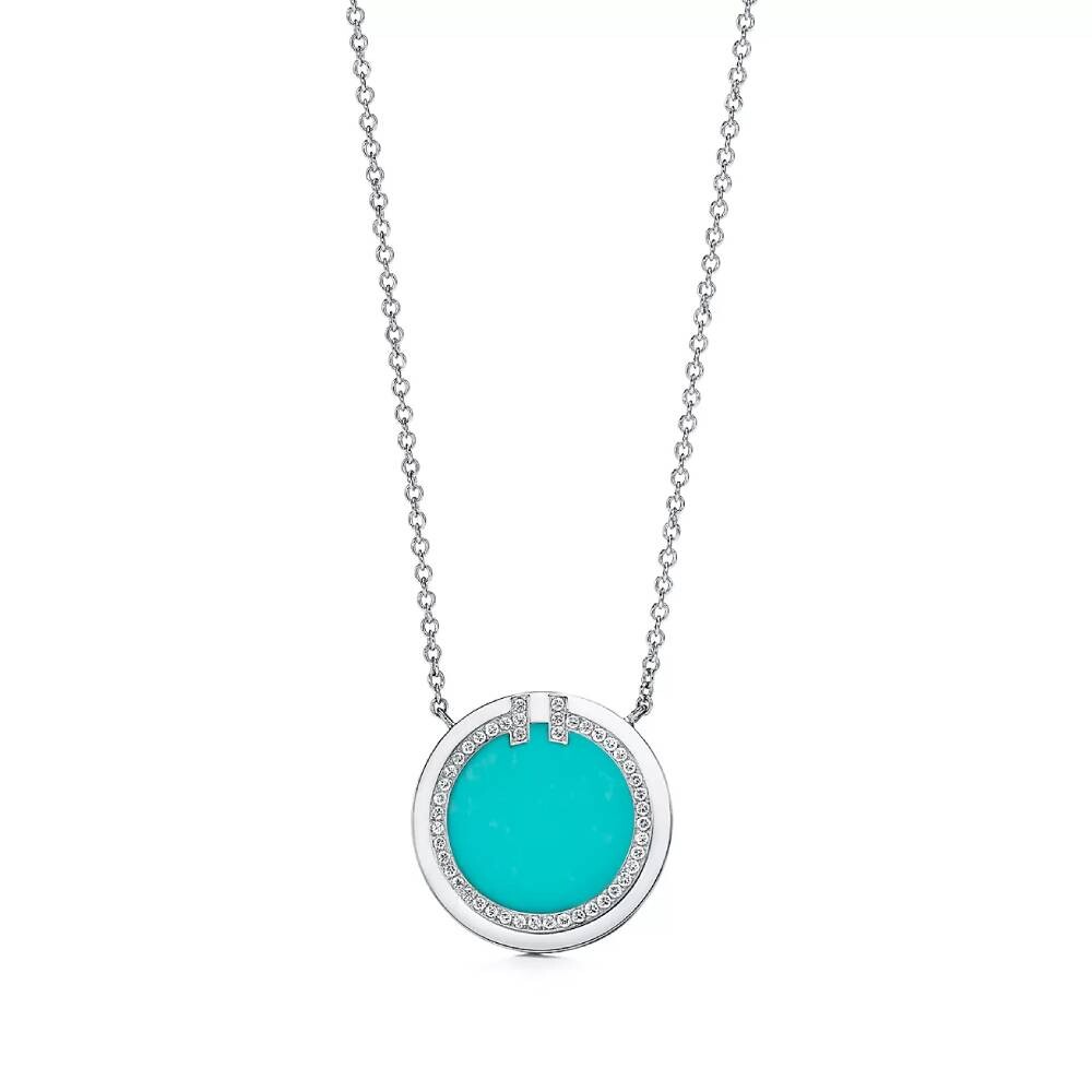 

Кулон с цепочкой Tiffany & Co. Diamond And Turquoise Circle, белое золото