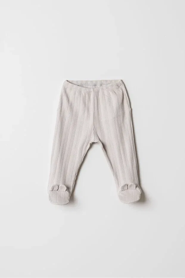 Детские штаны для девочек с принтом Teddy Bear Figure and Booties Hafy Baby, Gray — фото 2
