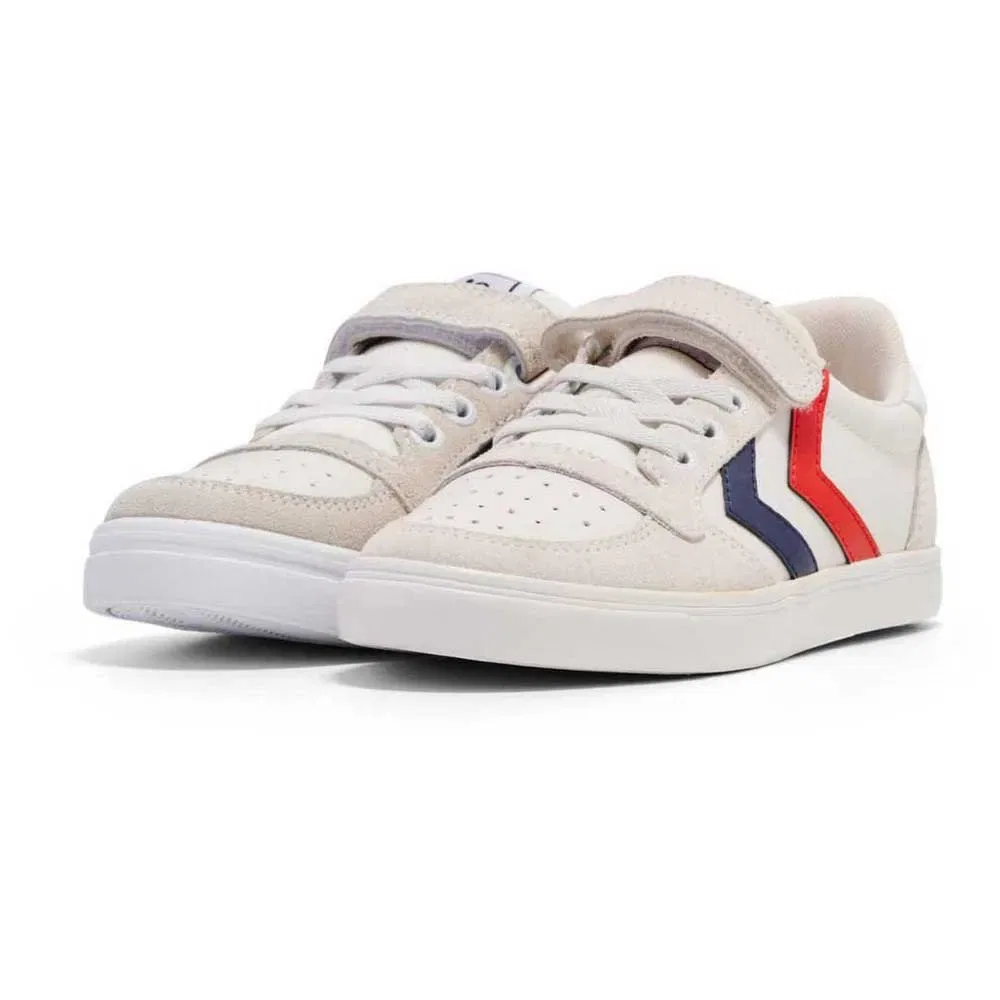Детские кожаные кроссовки с липучками Slimmer Stadil Leather Low Hummel, White — фото 4