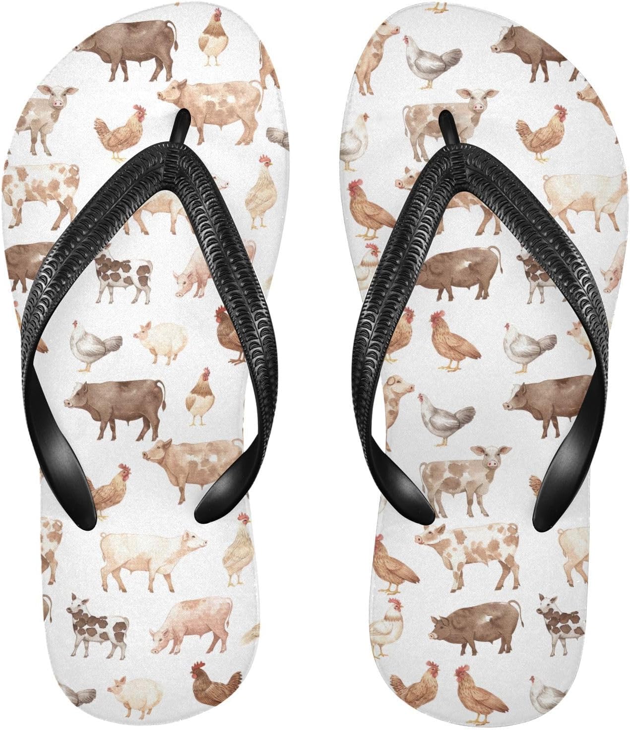 

Сандалии-шлепанцы для пляжа, летние, повседневные, для женщин и мужчин, с изображением коров, кур и свиней, модель 20858569 Kfbe, Animal
