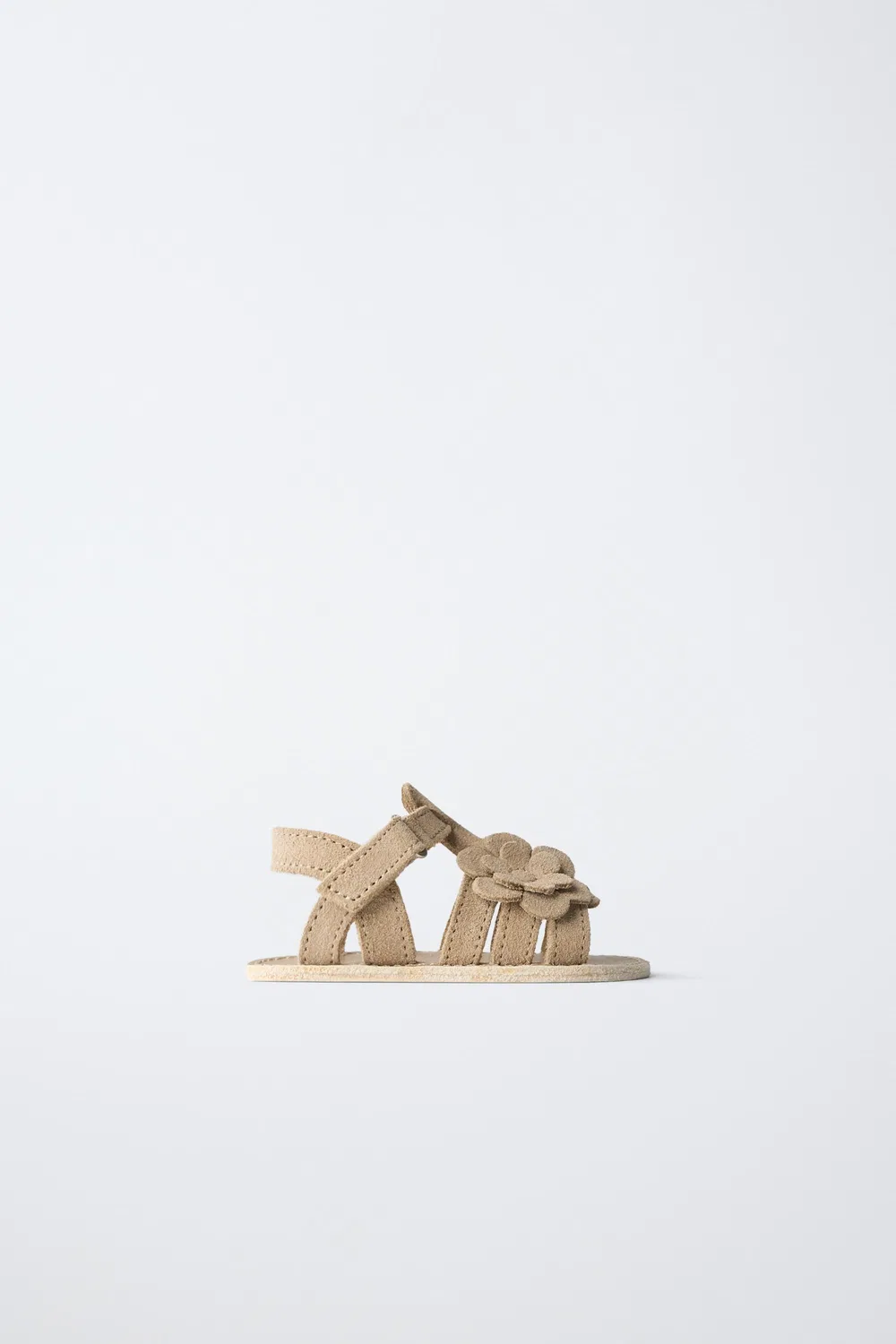 Кожаные сандалии с цветами ZARA, Sand Brown