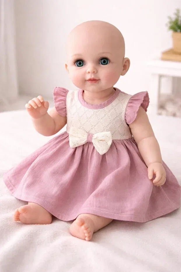 Детское платье для девочек хлопковое Eliza Çocuk Giyim, Pink + Beige