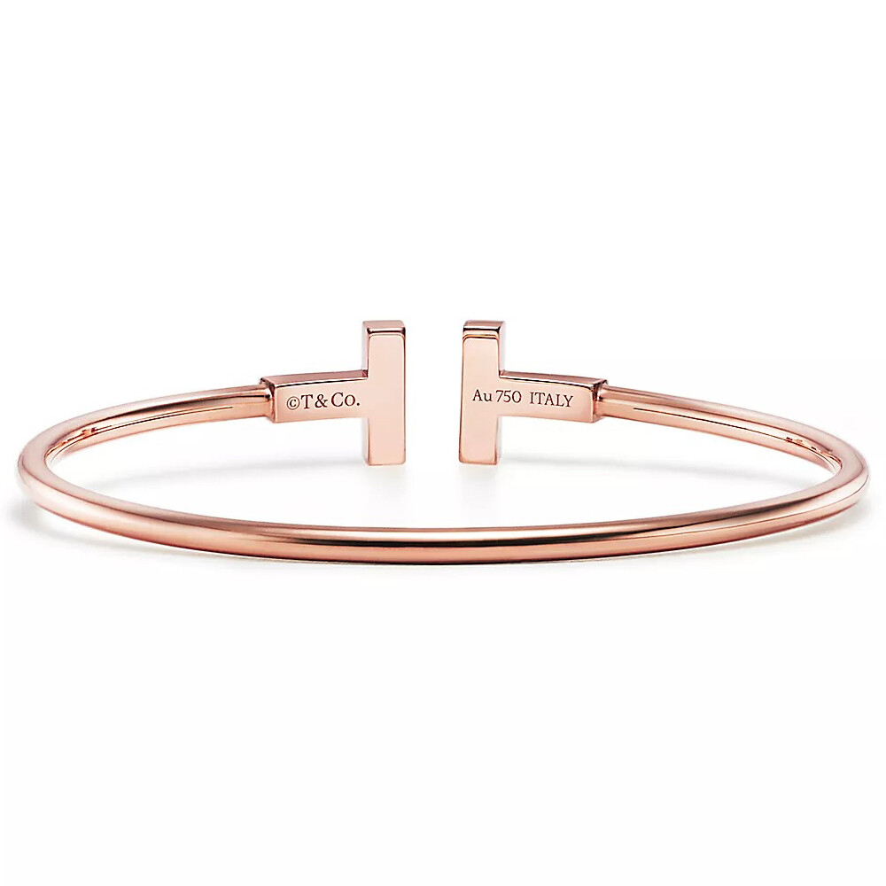 Браслет Tiffany & Co Tiffany T Wire, розовое золото/бриллиант/перламутр — фото 4