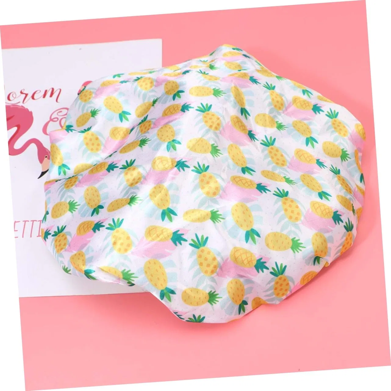 Двусторонняя шапочка для душа с ананасовым принтом MUCKLILY, 2 шт, 27x27 см — фото 2