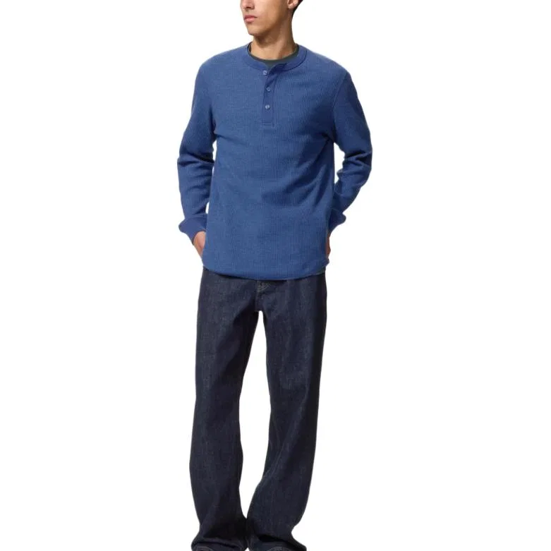Мужская футболка с воротником-стойкой Henry Collar UNIQLO, Blue — фото 3