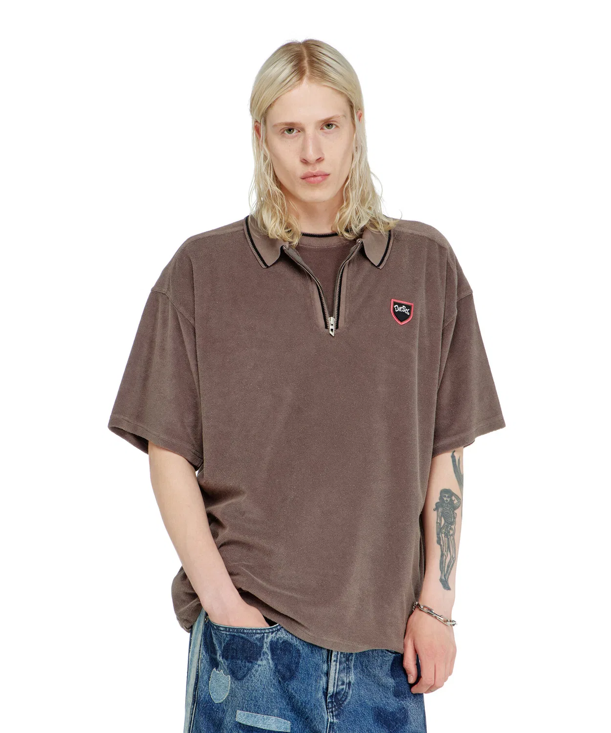 Мужская футболка-поло с коротким рукавом T-SPONGY-ZIP DIESEL, Коричневый