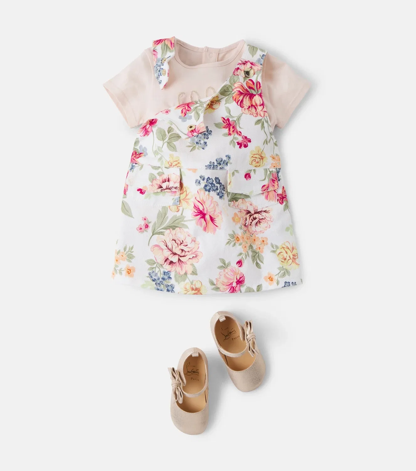 Комплект из платья и футболки с цветочным узором Chloé Kids, мультиколор — фото 2