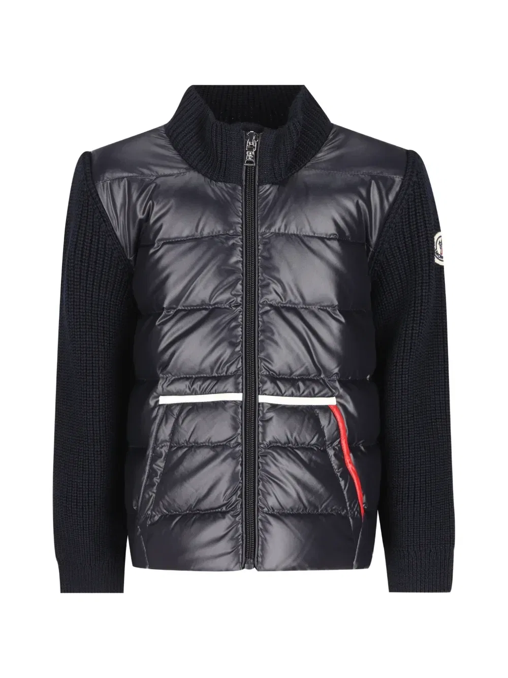 Утепленный шерстяной кардиган на молнии Moncler Enfant, синий