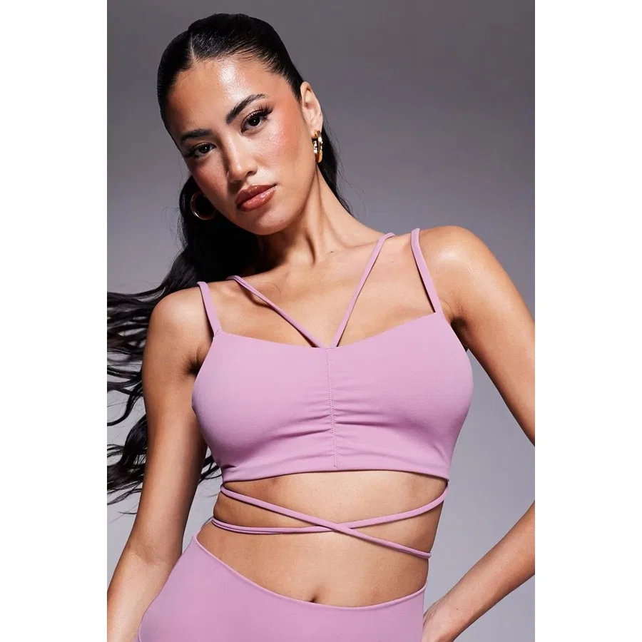 Спортивный бюстгальтер с запахом и съемными бретелями Nike Zenvy Strappy Wrap, Сиреневый