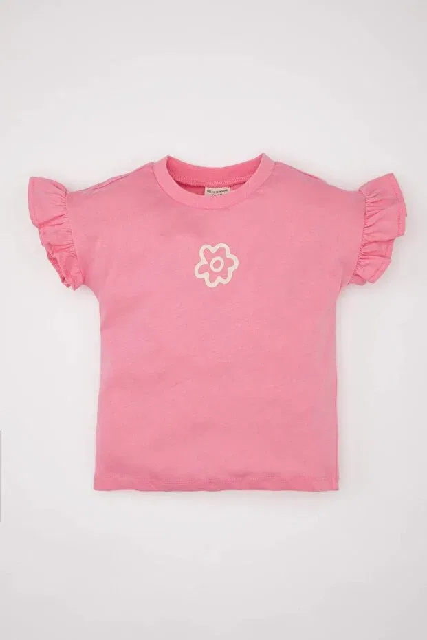 Детская футболка с цветочным принтом Defacto, Pink-Pn167