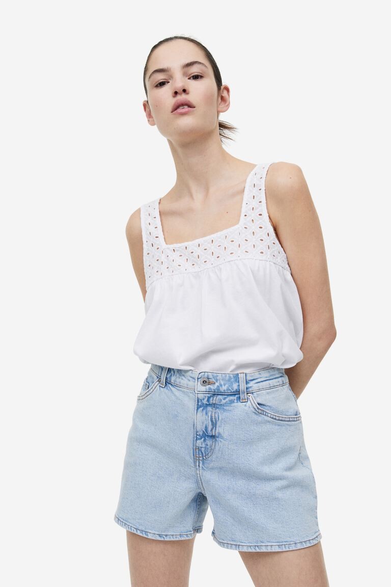 

Топ с вышивкой на люверсах H&M, белый