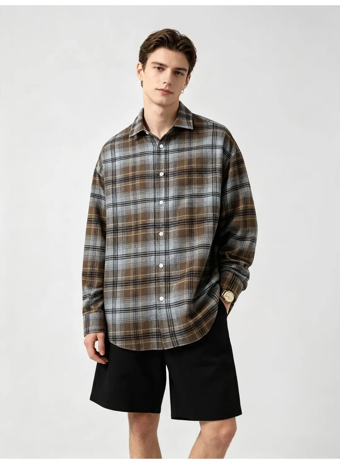 Рубашка с принтом оверсайз Zara, синий