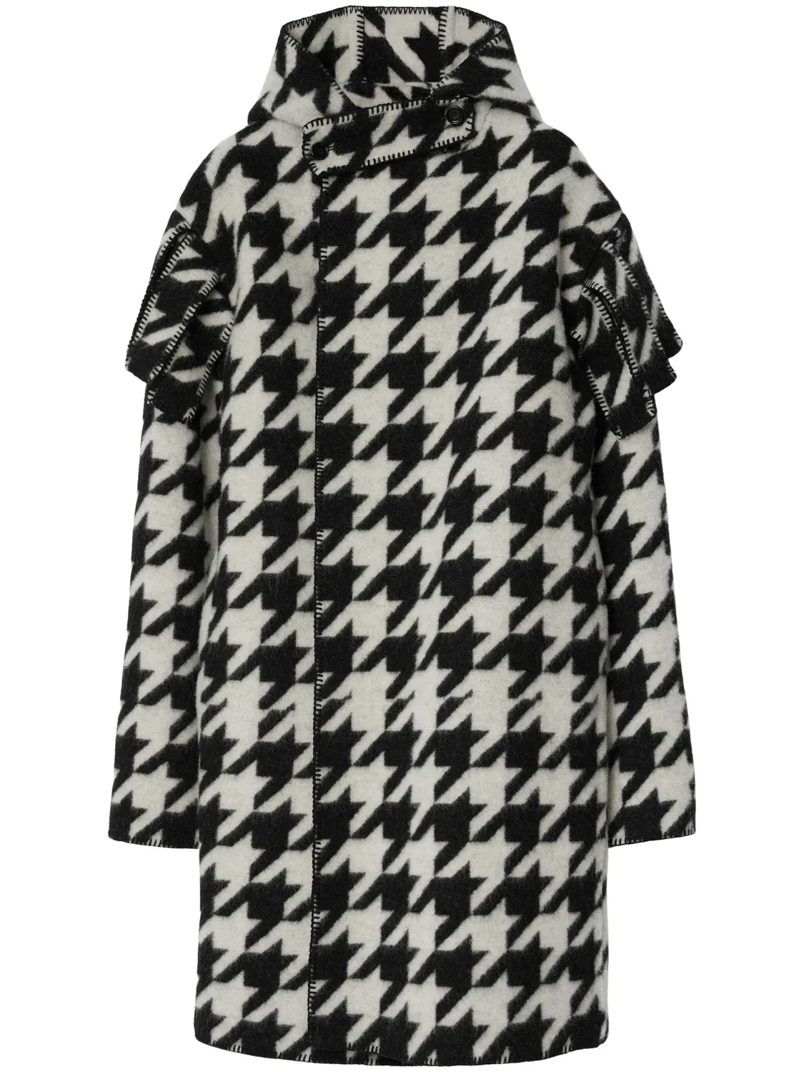 Шерстяной кейп в ломаную клетку Burberry, черный