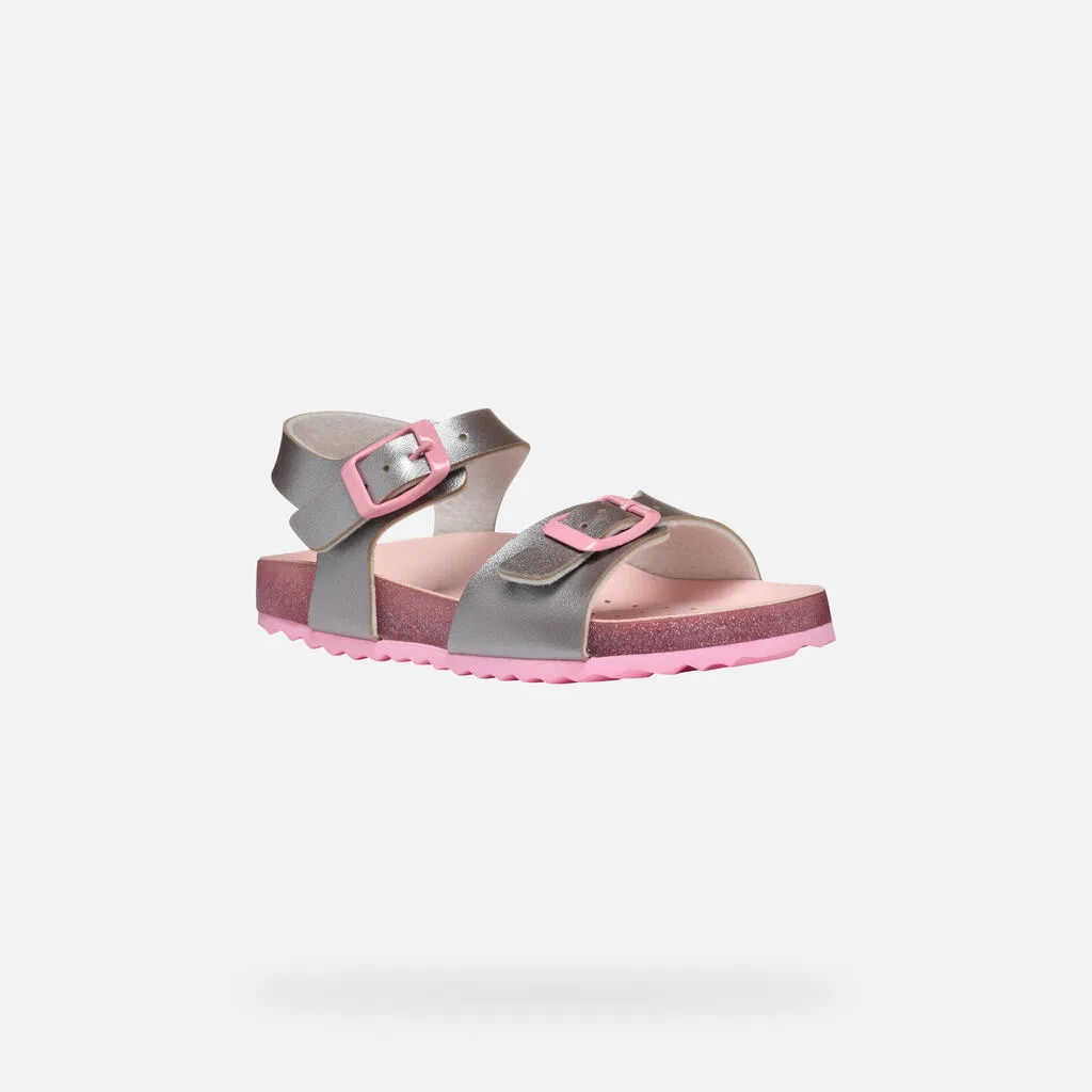 Детские сандалии для девочек J Adriel Girl Geox, Grau / Rosa — фото 4
