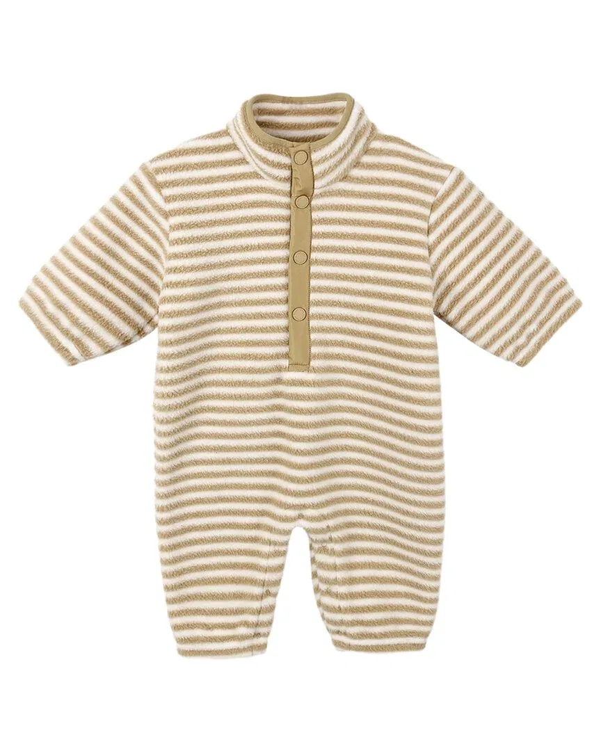Детский комбинезон-боди утепленный на кнопках Fuzzy Winter Jumpsuit Rylee + Cru, коричневый — фото 2