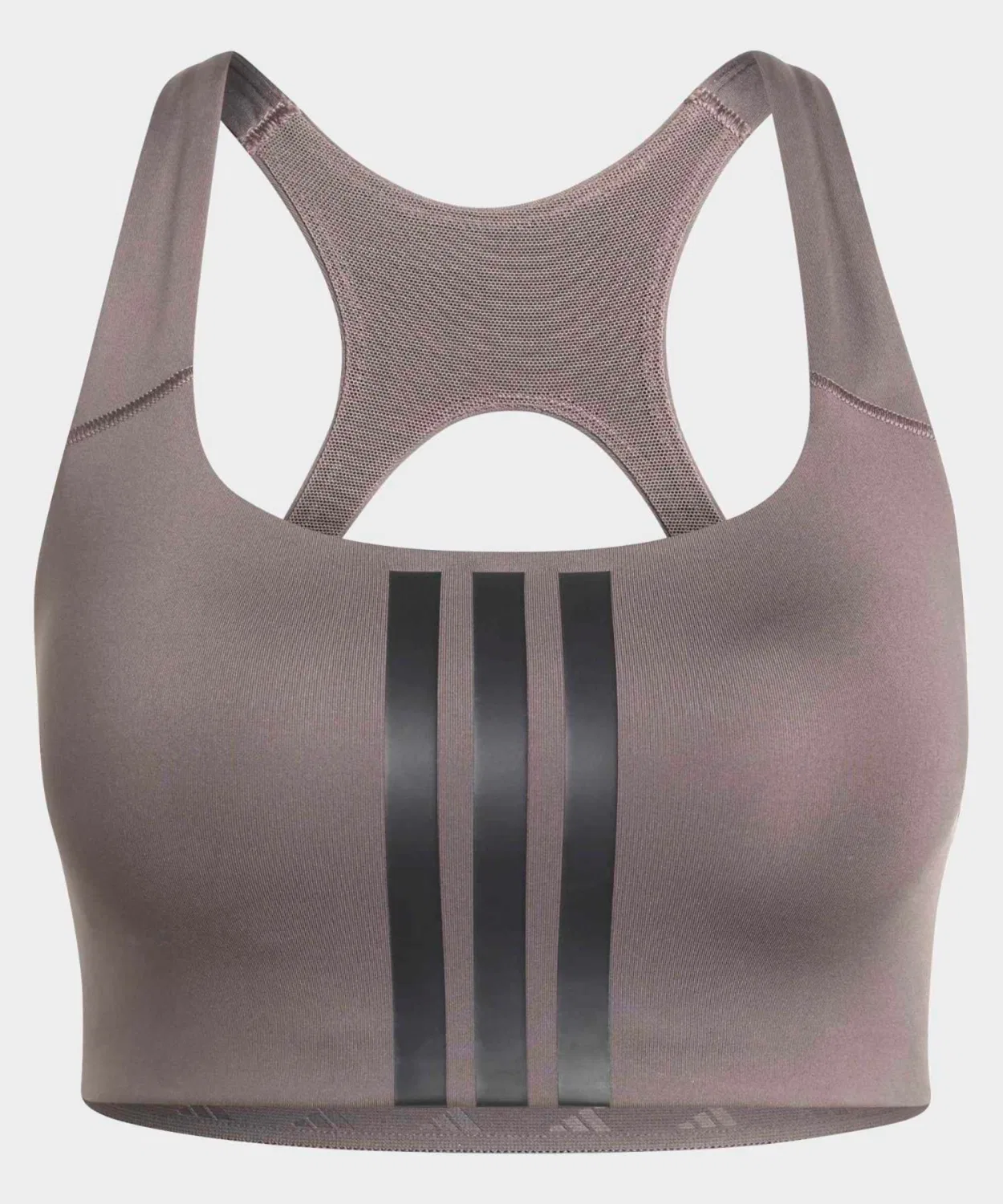 Женский спортивный бюстгальтер средний уровень поддержки Optimum Workout Three Stripes Medium Support Bra Adidas, Grey — фото 2