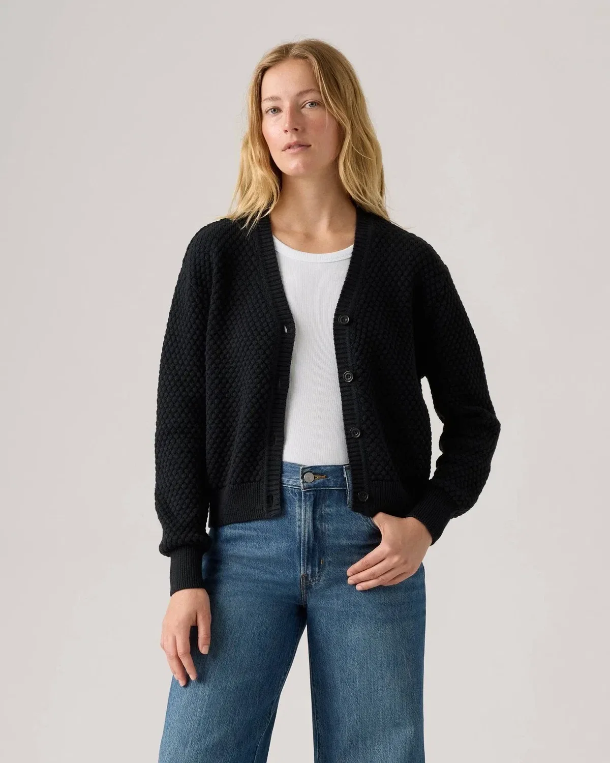 Женский кардиган вязаный с принтом снежинок Snowflake Levi's, черный — фото 2