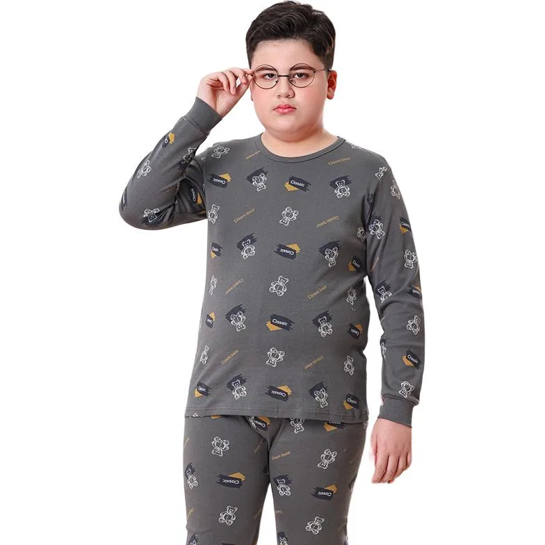 Детское термобелье с принтом Cotton Gene, Dark Gray Bear