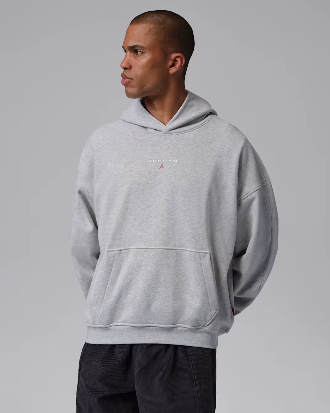 Мужская толстовка с капюшоном оверсайз Jordan Flight Fleece, Grey Heather