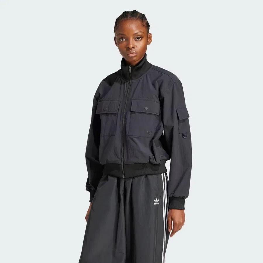 Женская куртка спортивная с длинным рукавом, adidas, Черный