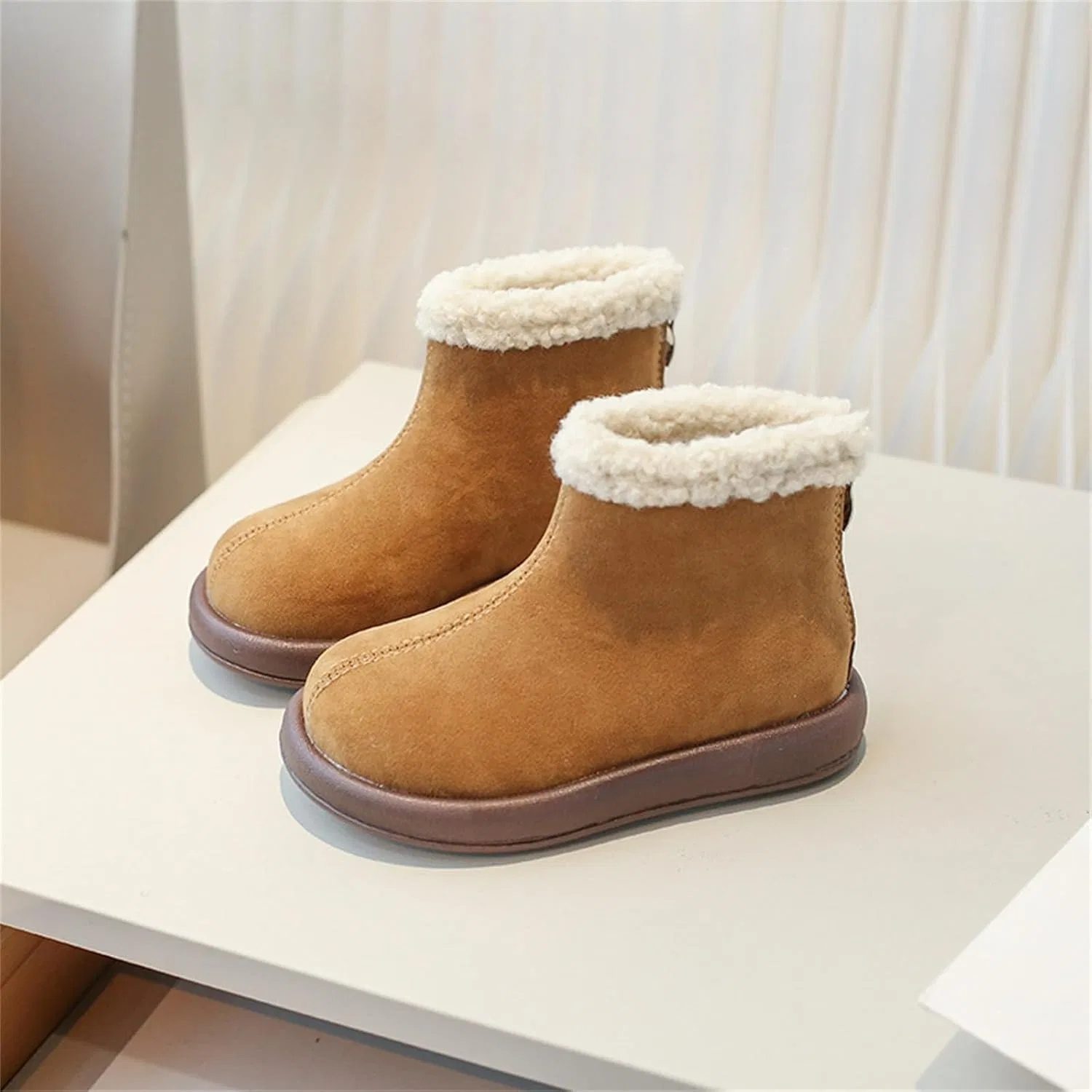 Детские зимние ботинки для девочек с утеплителем и молнией сзади Winter Girl Thicken Snow Boots, Brown — фото 2