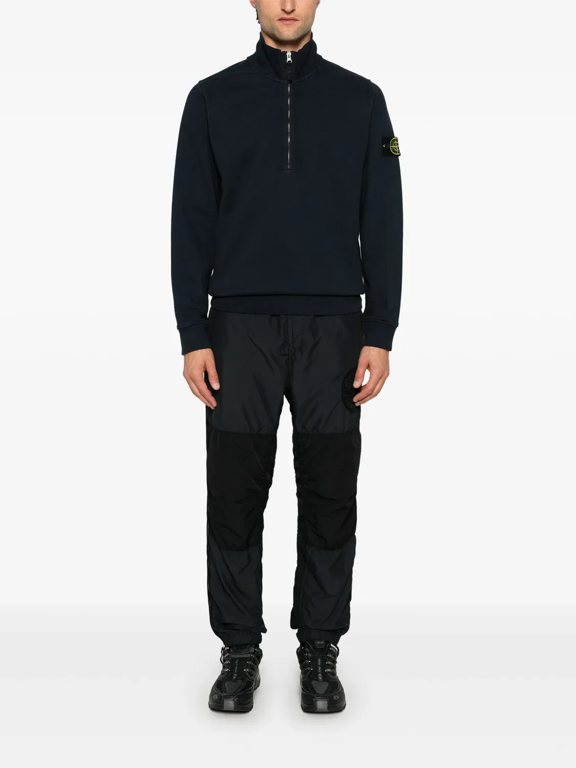 Штаны для трека с вышитым логотипом Stone Island, черный — фото 3