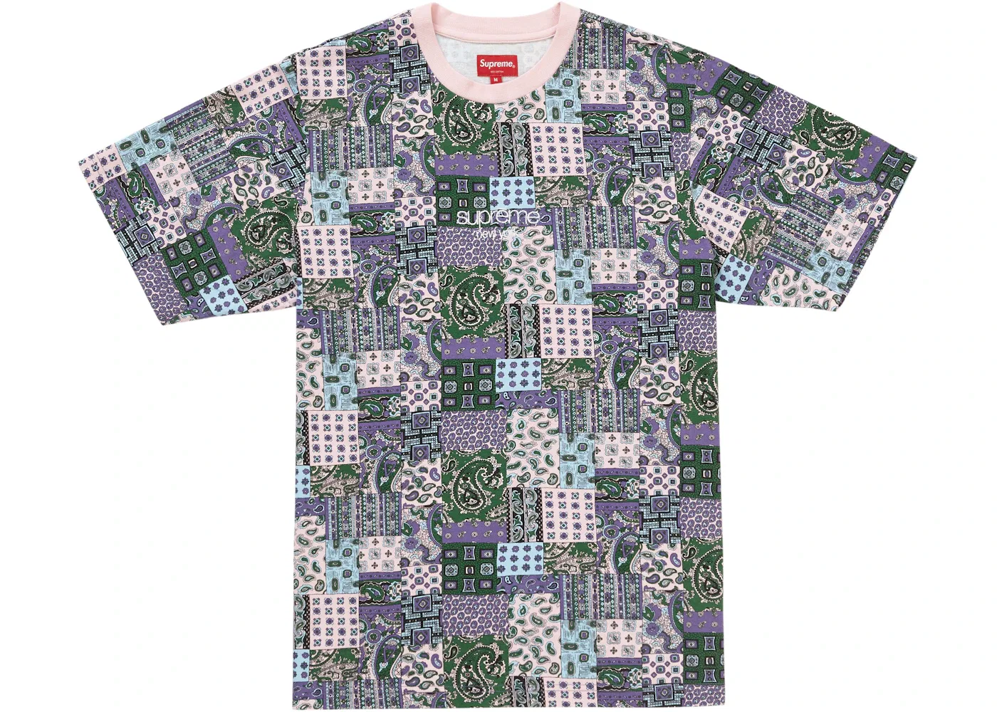 Мужская футболка с принтом Supreme Patchwork Paisley S/S Top, Pink