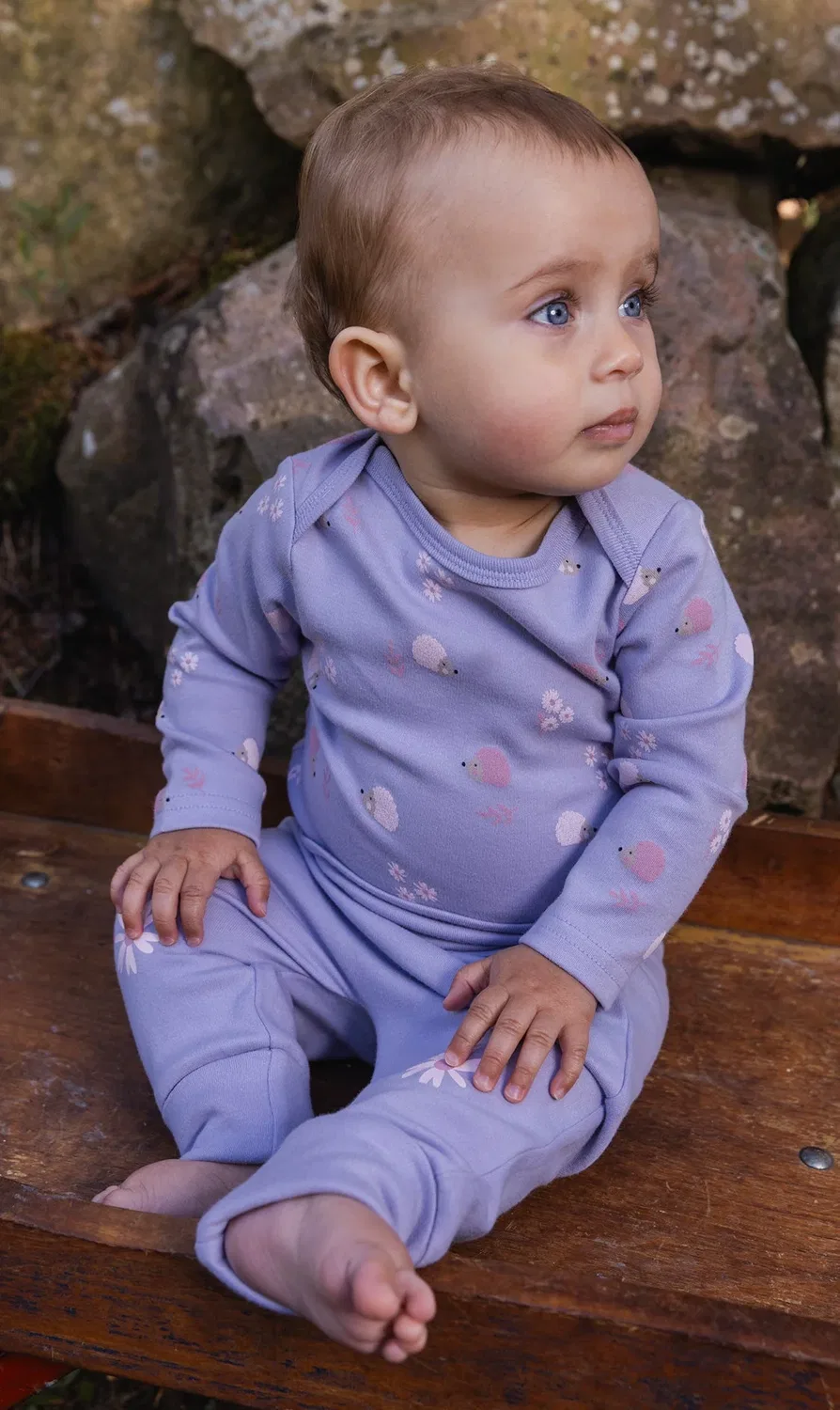 Детские брюки с цветочным декором Organic Cotton Evolutive Deux par Deux, Violet — фото 2